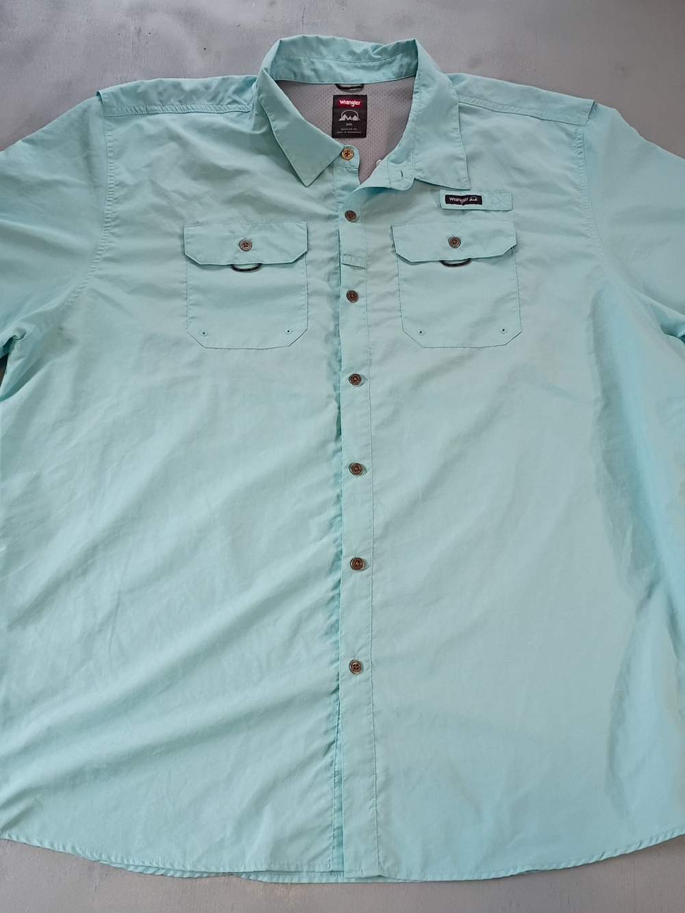 Wrangler Outdoorsmen Men's Aqua Button-Up Shirt
